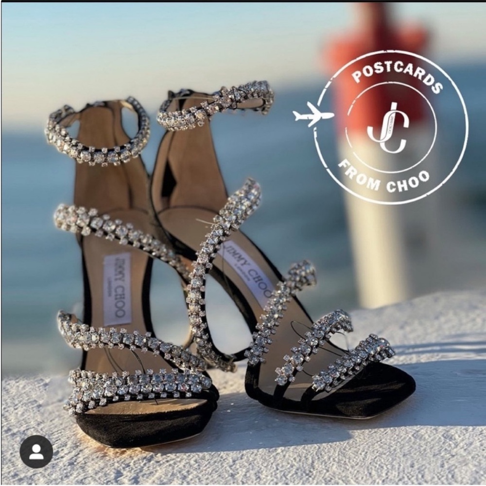 EUC JIMMY CHOO Josefine Crystal Strappy Cocktail Stiletto Sandals - Picture 2 of 15